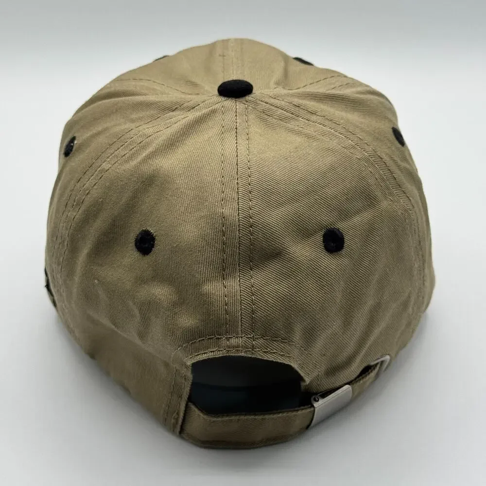 Jeep Wave Twill Embroidered Hat Cap Adjustable Strap Back Khaki Black